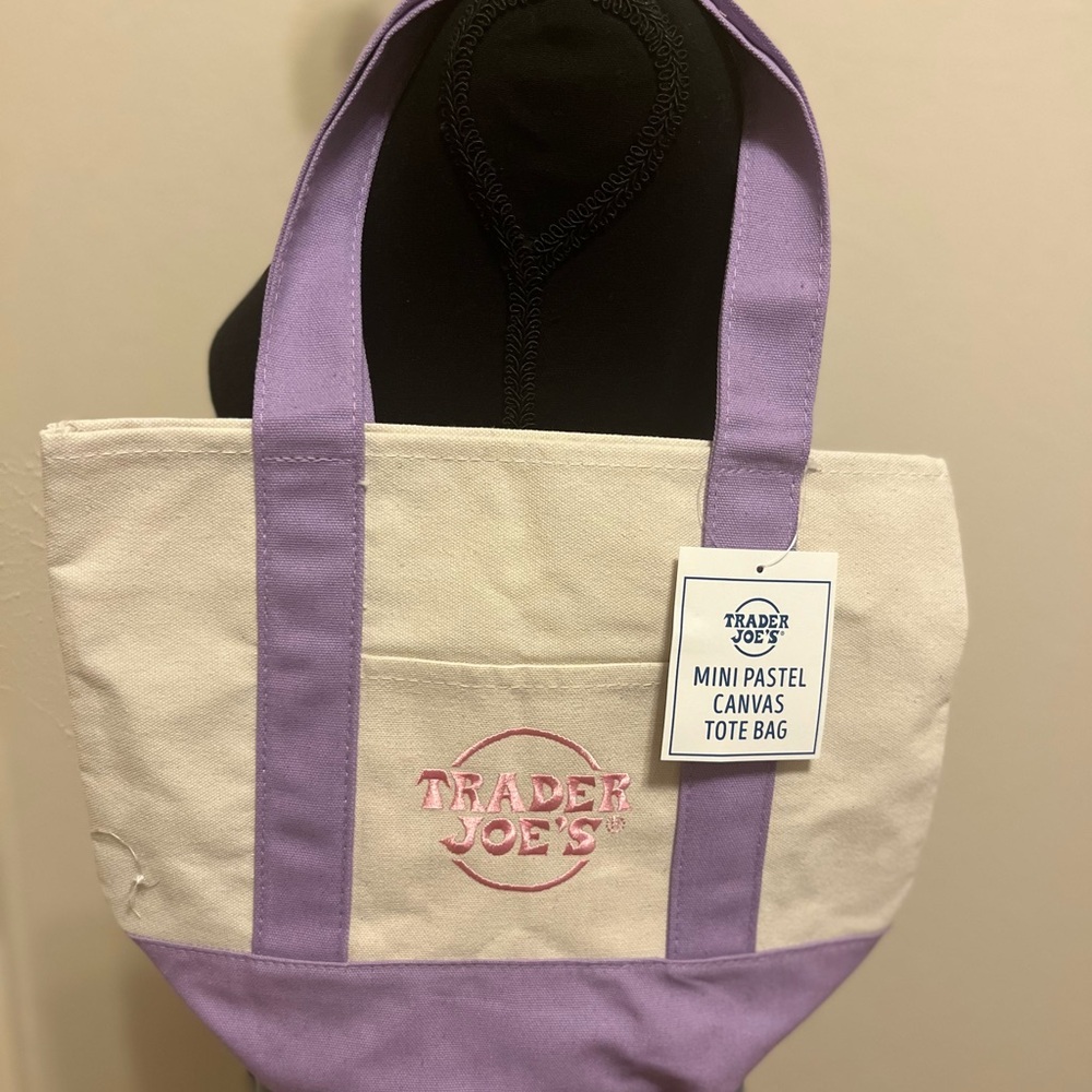 Purple and Cream Canvas mini Tote Bag